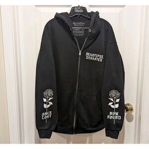 Whimsigoth Goth Grunge‎ Emo Rose Graphic Zip Hoodie Beautiful Disaster Curvy 1X